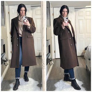 London Fog Vintage 100% Wool Long Trench Coat Dark Camel Sz 12 P — spring coat